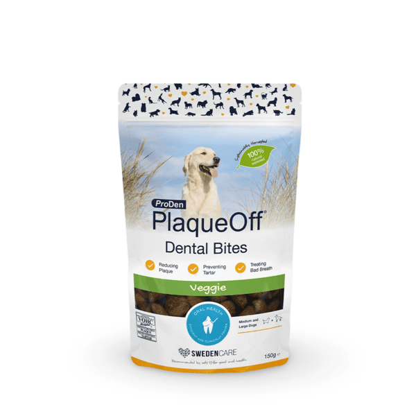PlaqueOff Dental Bites zobu našķi suņiem ar dārzeņu garšu 150 g